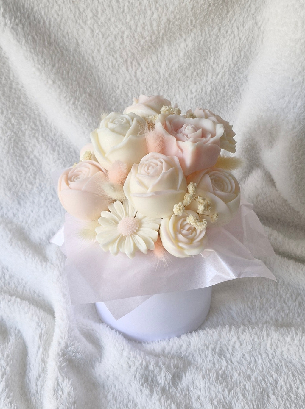 Bouquet fleurs fondants parfumés cire végétale décoratif