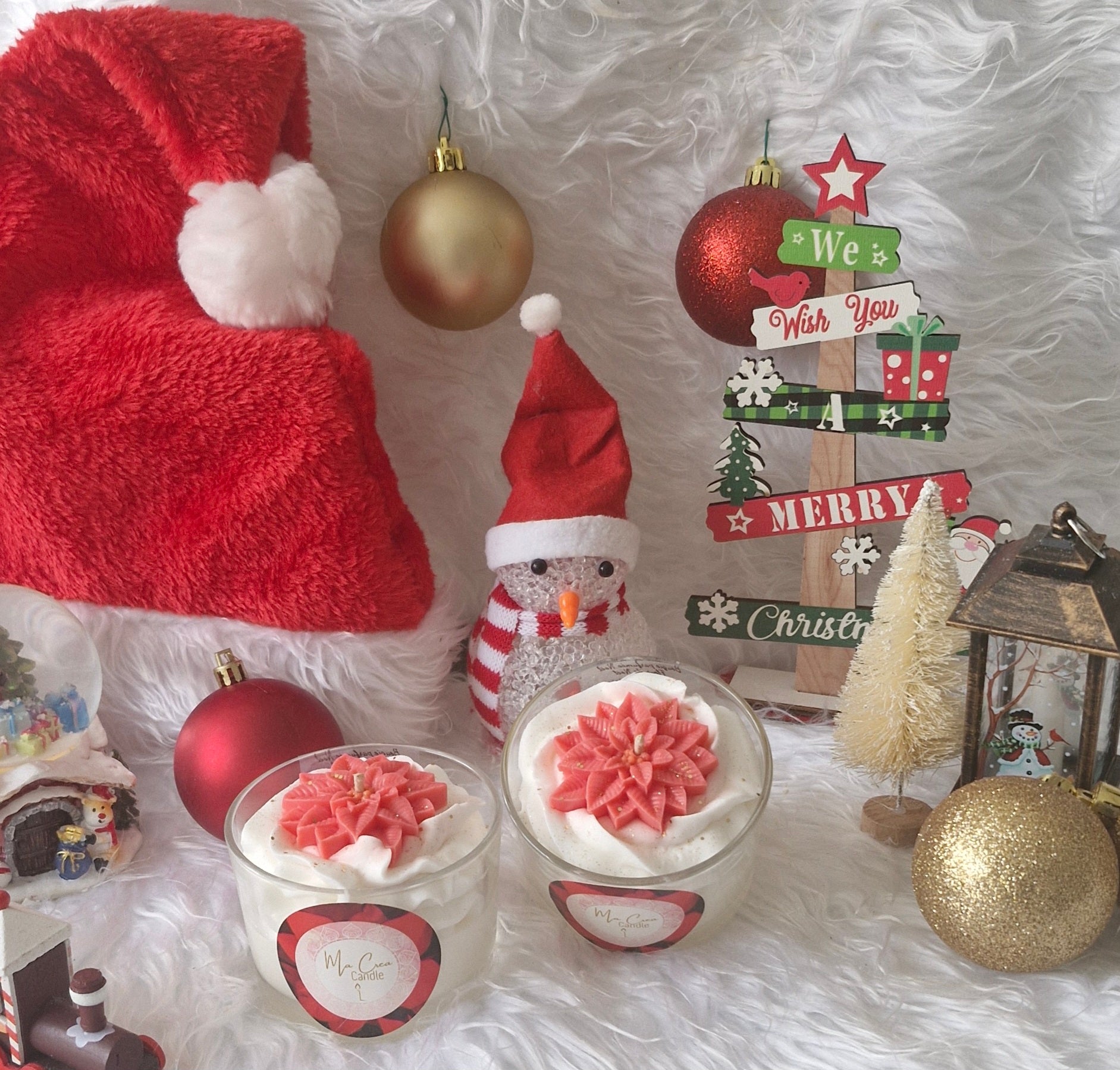 Bougie Noël fleur 170g cire végétale parfum floral ambré