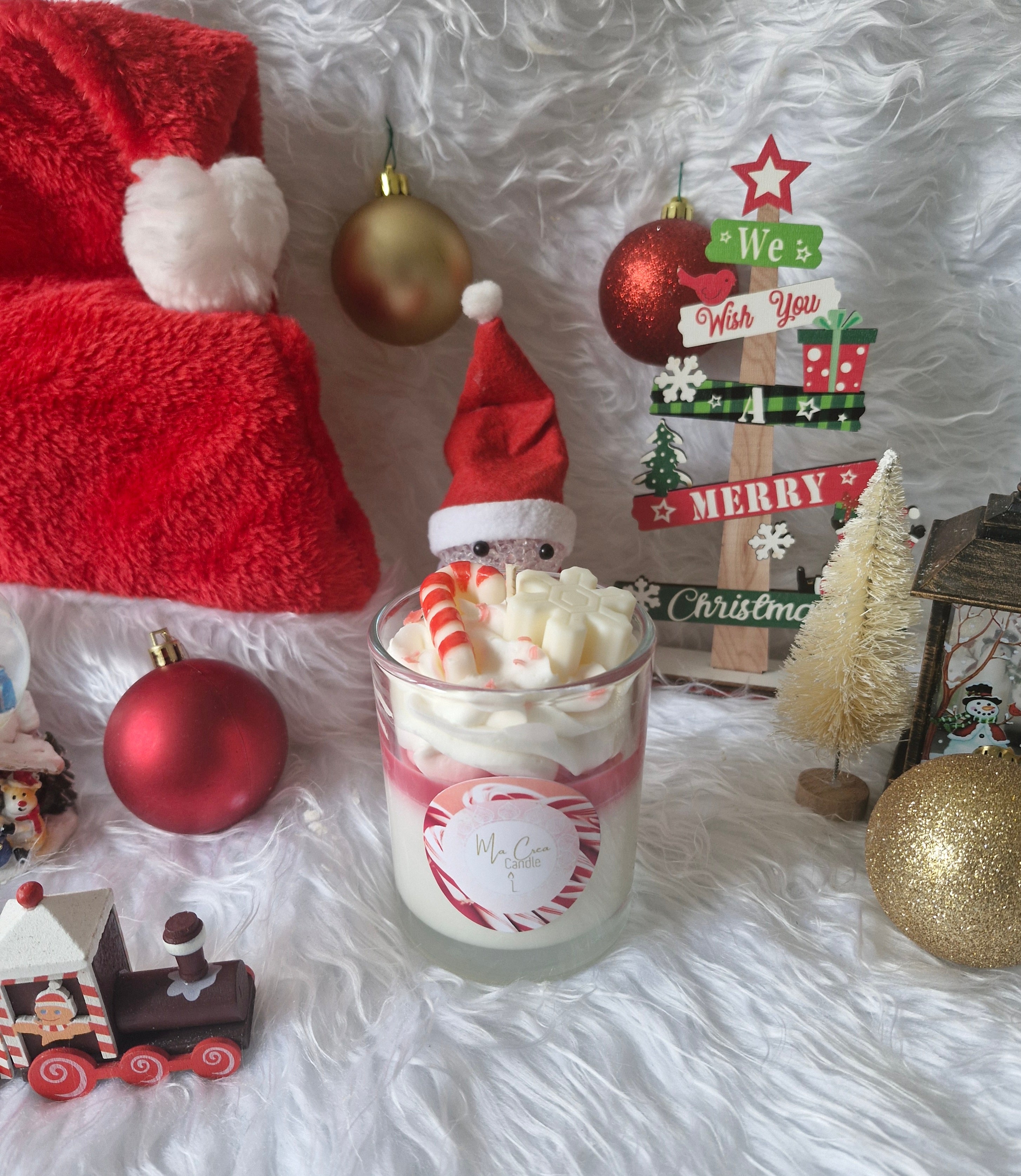 Bougie Noël sucre d'orge 240g cire végétale parfum gourmand