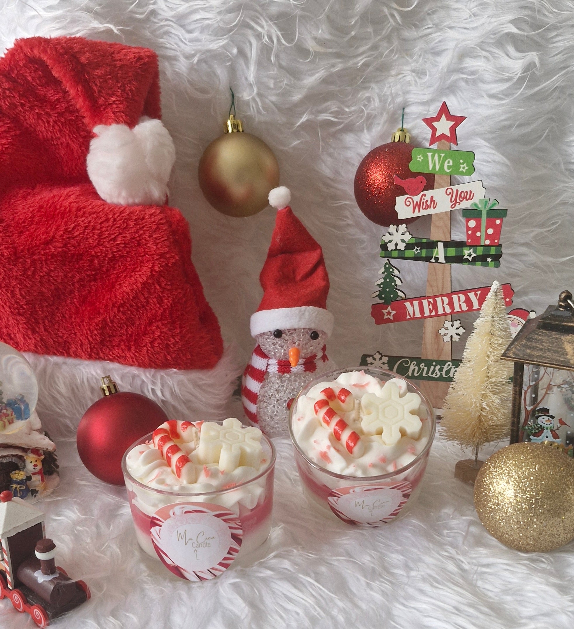 Bougie Noël sucre d'orge 170g cire soja parfum gourmand 