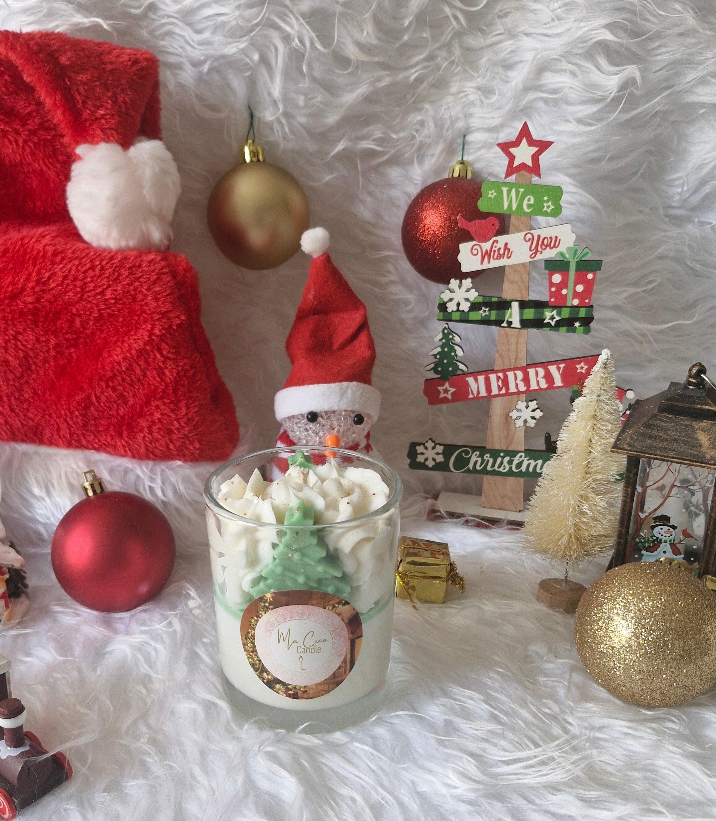 Bougie Noël sapin 240g cire soja parfum boisé Grasse