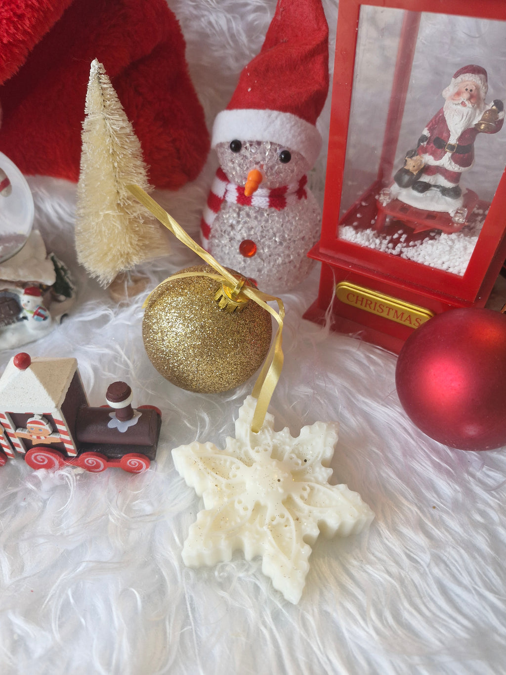 Suspension parfumée Noël flocon neige cire végétale déco sapin