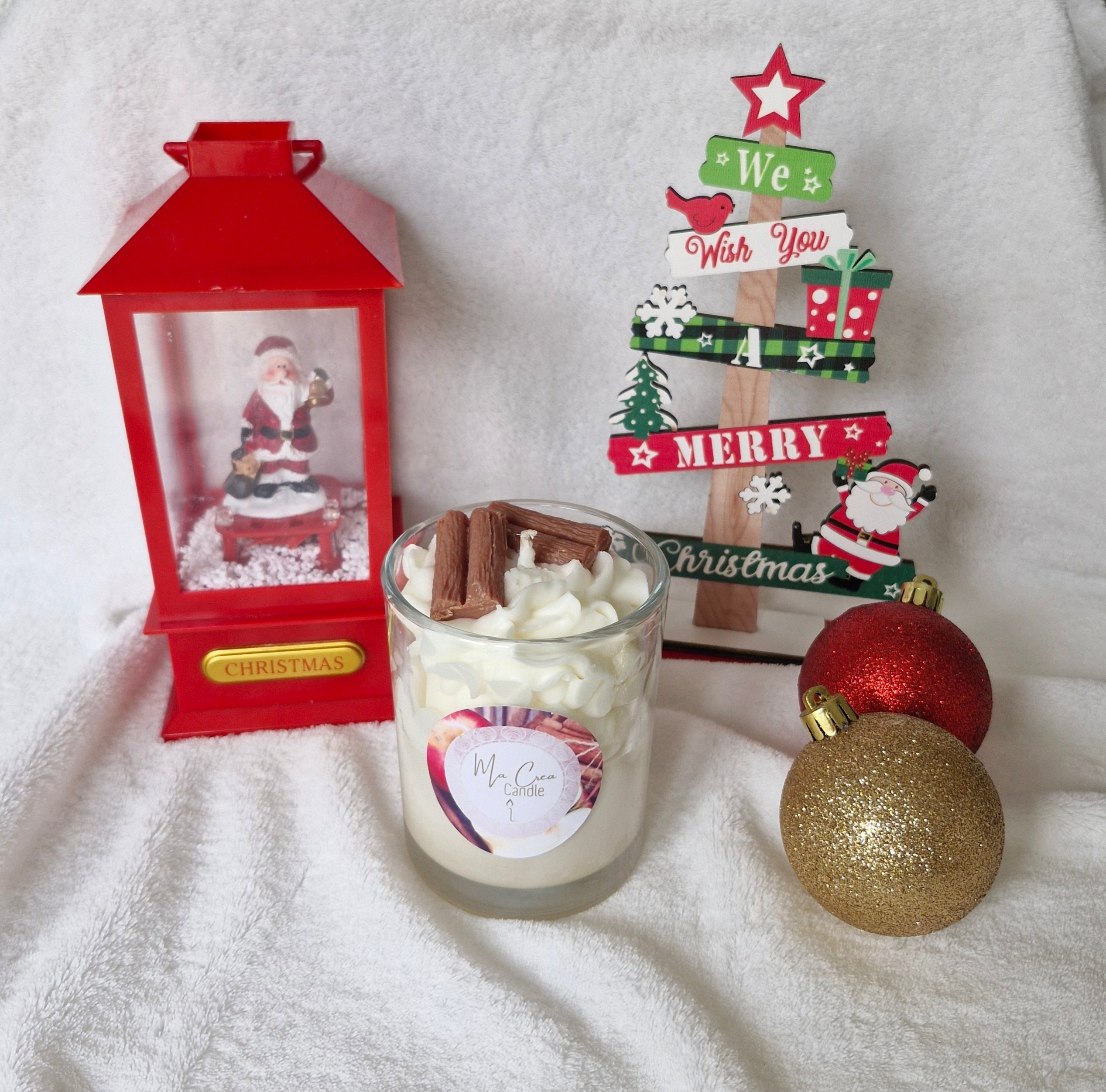 Bougie noël pomme cannelle 240g cire végétake