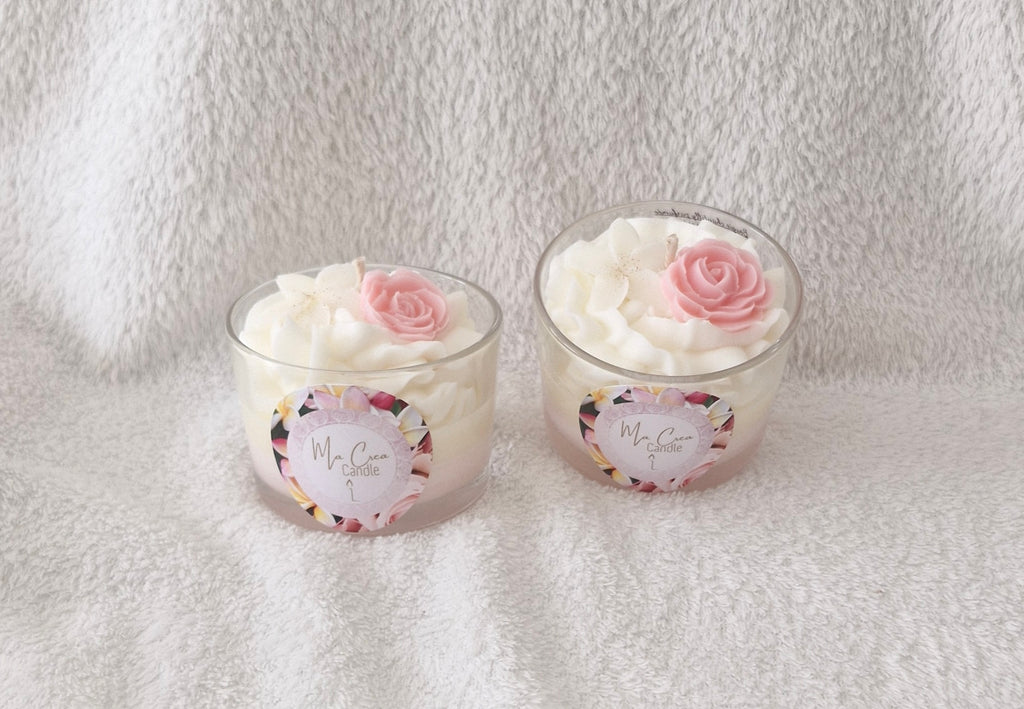Bougie fleurie - Cire Soja naturelle 160g - Monoï Rosée