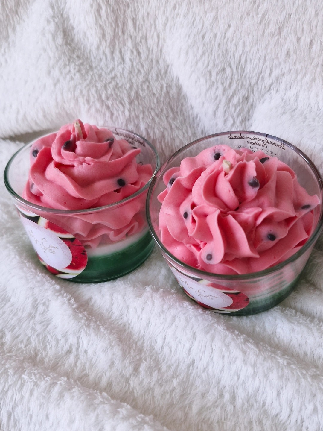 Détail bougie fruitée pastèque - cire végétales soja